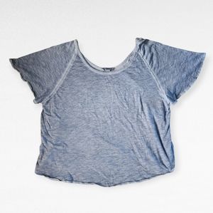 Calvin Klein Garment Dye Large Blue Flutter Sleeve Top